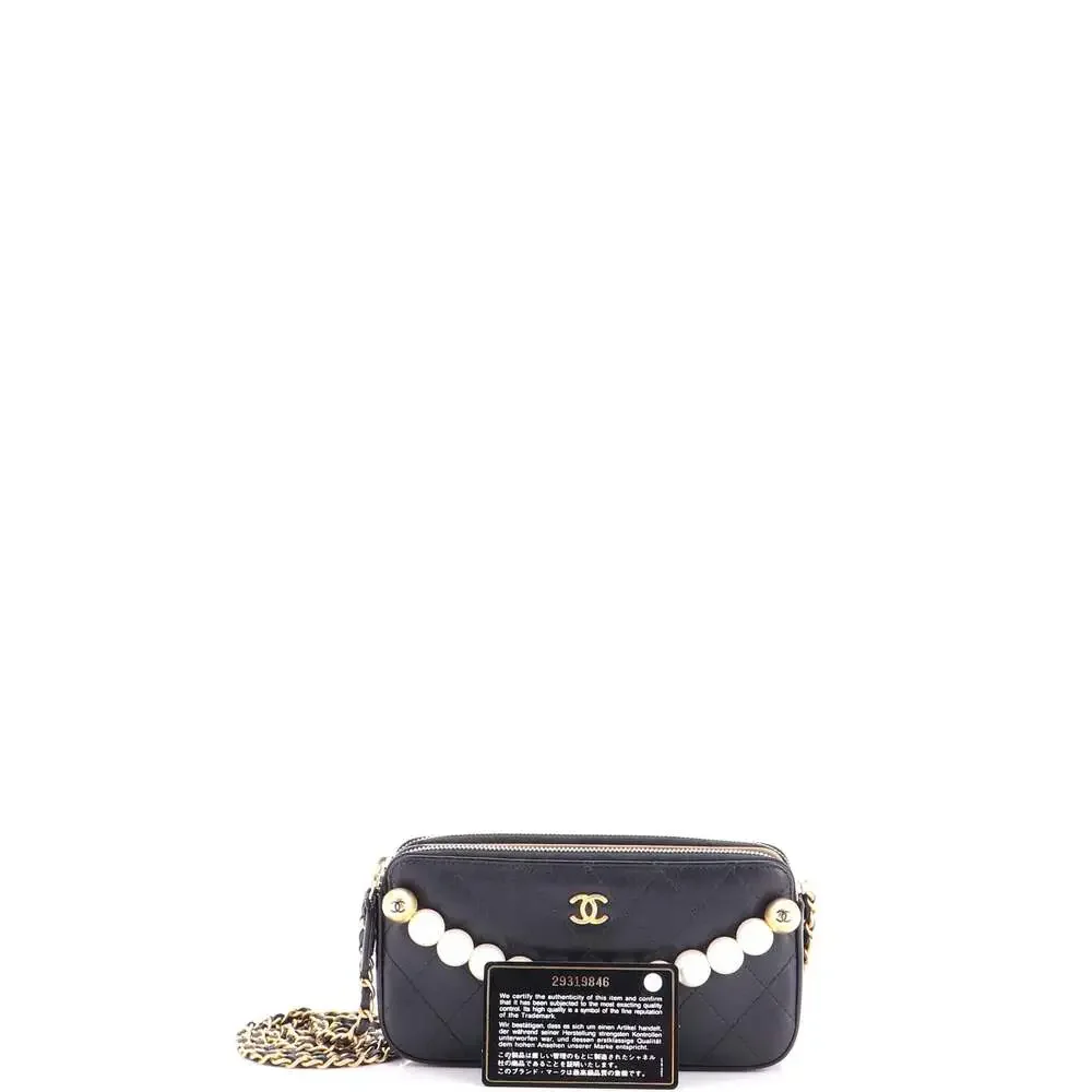 Chanel Chic Pearls Double Zip Clutch #266291C39B